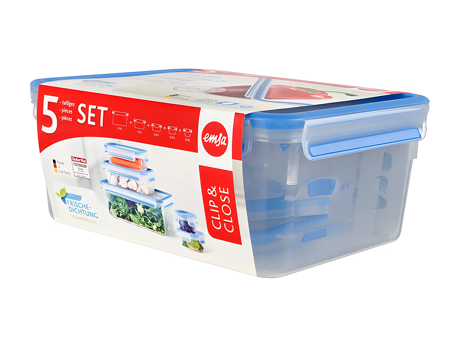 Emsa Lot de 5 boîtes alimentaires plastique 0.15l, 0.25l, 0.55l, 1l et 3.7l - 508568