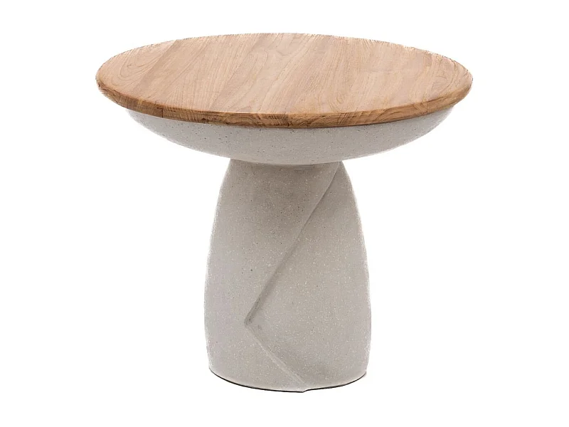 Bout de canapé organique en composite gris et teck D54 - YUKON