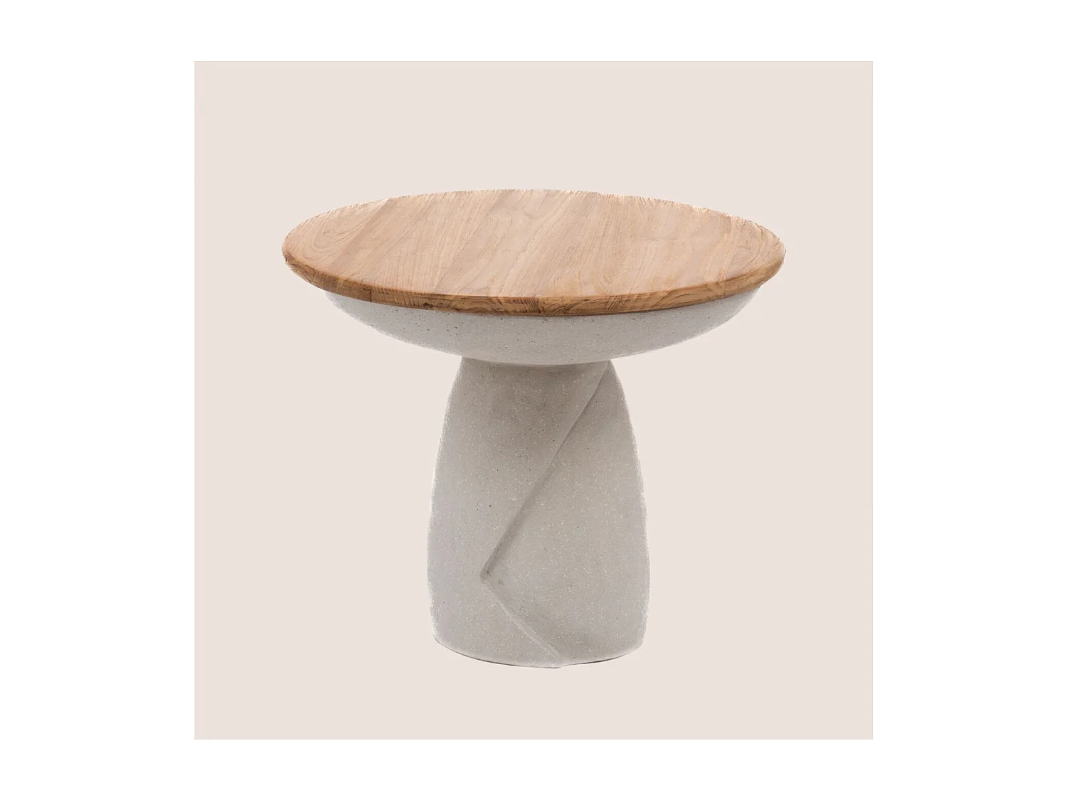 Bout de canapé organique en composite gris et teck D54 - YUKON