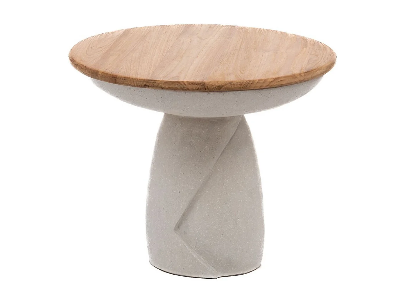 Bout de canapé organique en composite gris et teck D54 - YUKON