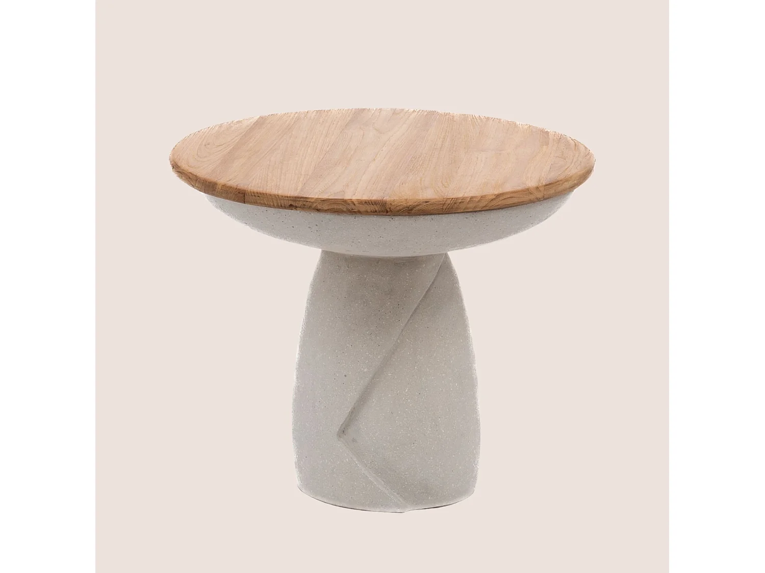 Bout de canapé organique en composite gris et teck D54 - YUKON