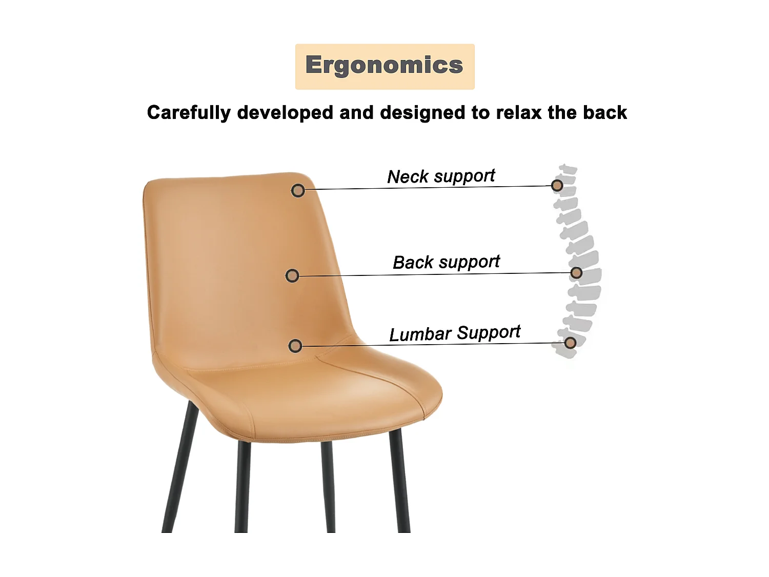 Ensemble table + 4 chaises en cuir PU - Table à motif marbre 140 x 80 cm - Pièds en métal - Marron + blanc