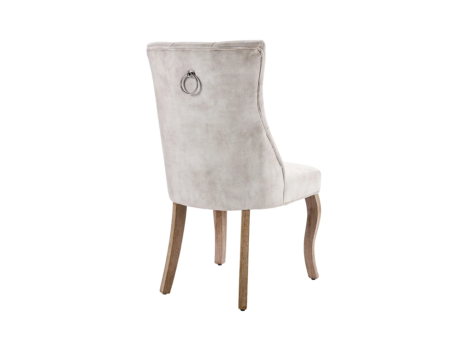 Lot de 4 chaises de salle à manger - Velours et bois massif - Dossier à motif losange - Beige clair