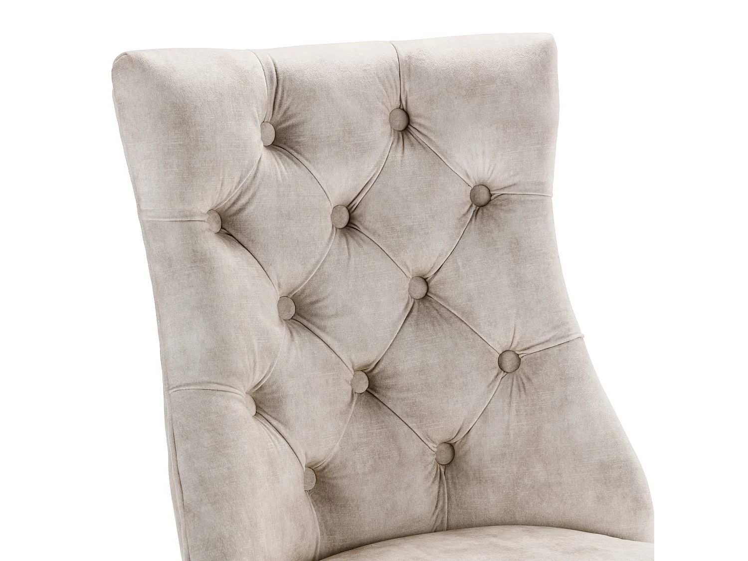 Lot de 2 chaises de salle à manger - Velours et bois massif - Dossier à motif losange - Beige clair