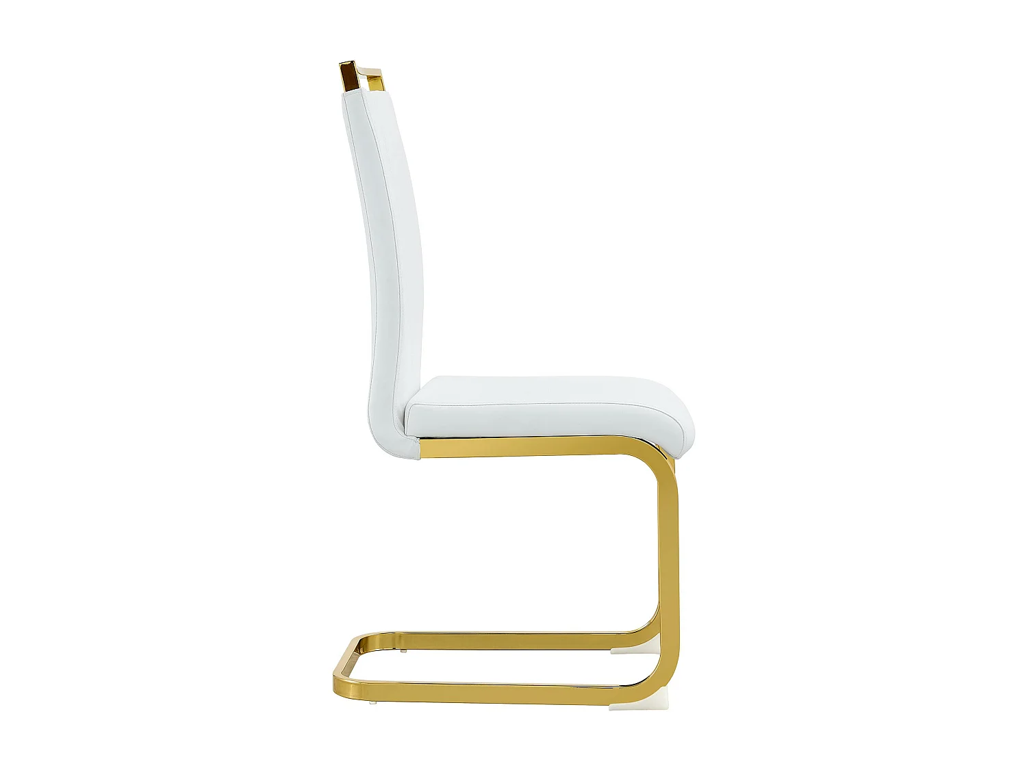 Lot de 4 chaises de salle à manger - Métal doré et cuir PU - Blanc et or - BLITZ
