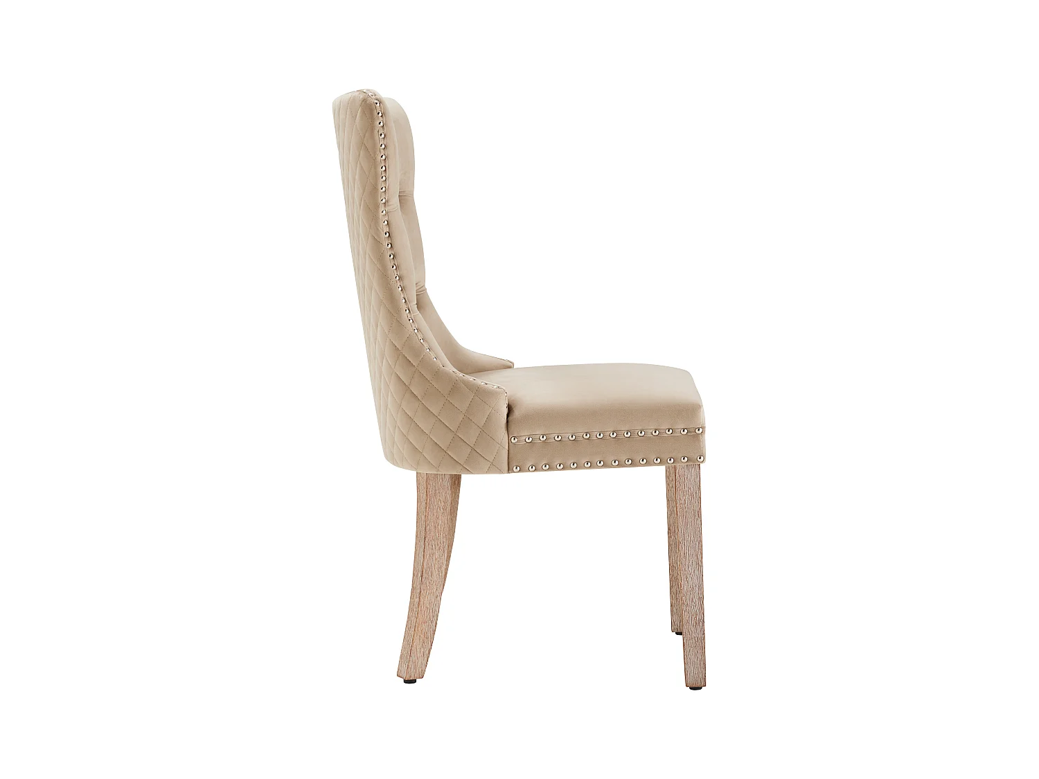 Lot de 2 Chaises de salle à manger en velours - pièds en bois massif - marron clair