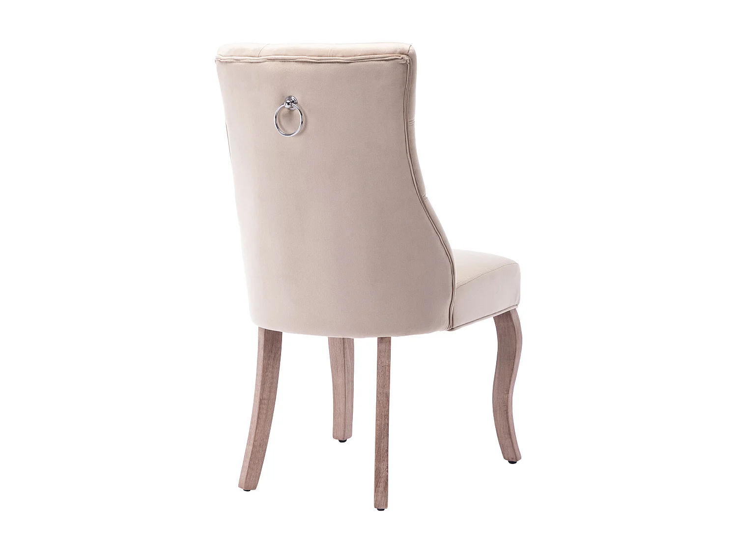 Set van 4 eetkamerstoelen - Fluweel en massief hout - Achterkant ruitpatroon - Beige