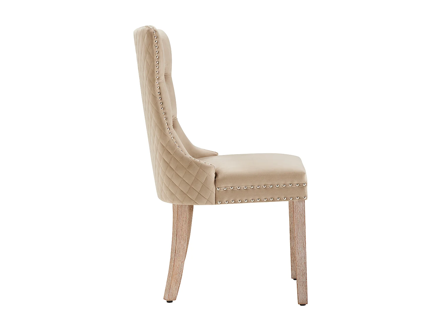 Lot de 4 Chaises de salle à manger en velours - pièds en bois massif - marron clair