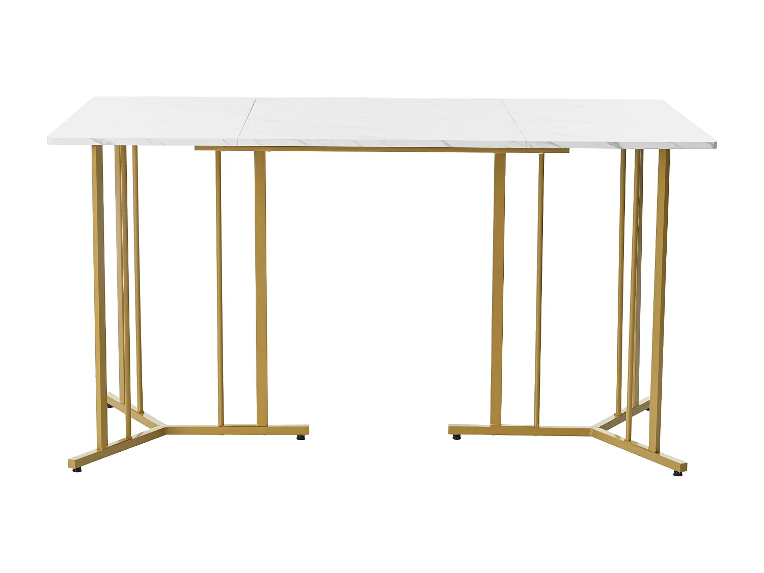 Stół jadalny dla 4-8 osób z płyty MDF i metalu - Blat z wzorem marmuru - biały i złoty