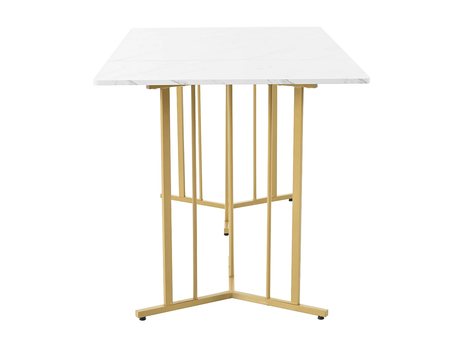 Stół jadalny dla 4-8 osób z płyty MDF i metalu - Blat z wzorem marmuru - biały i złoty