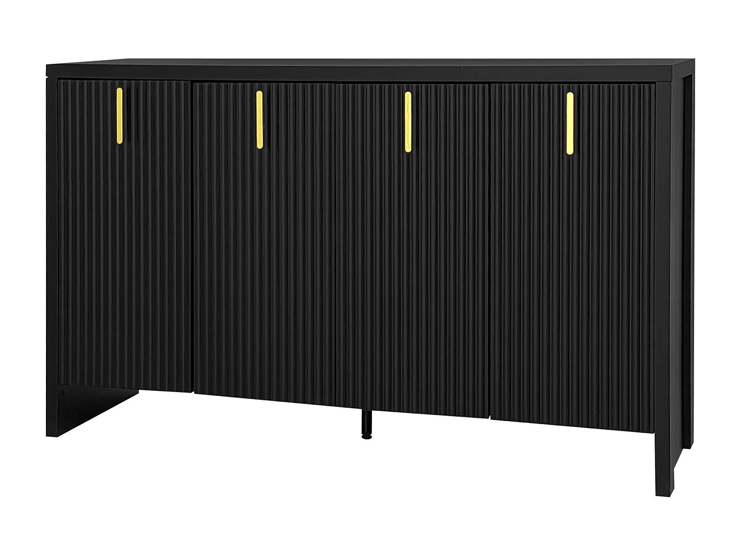 Buffet moderne - avec étagères réglables - poignées dorées - Noir