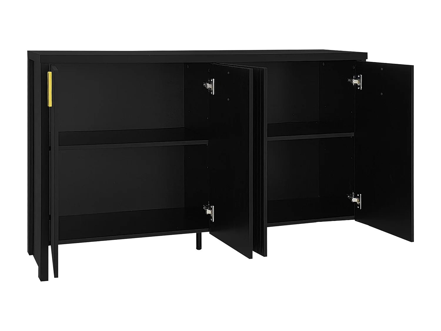 Buffet moderne - avec étagères réglables - poignées dorées - Noir