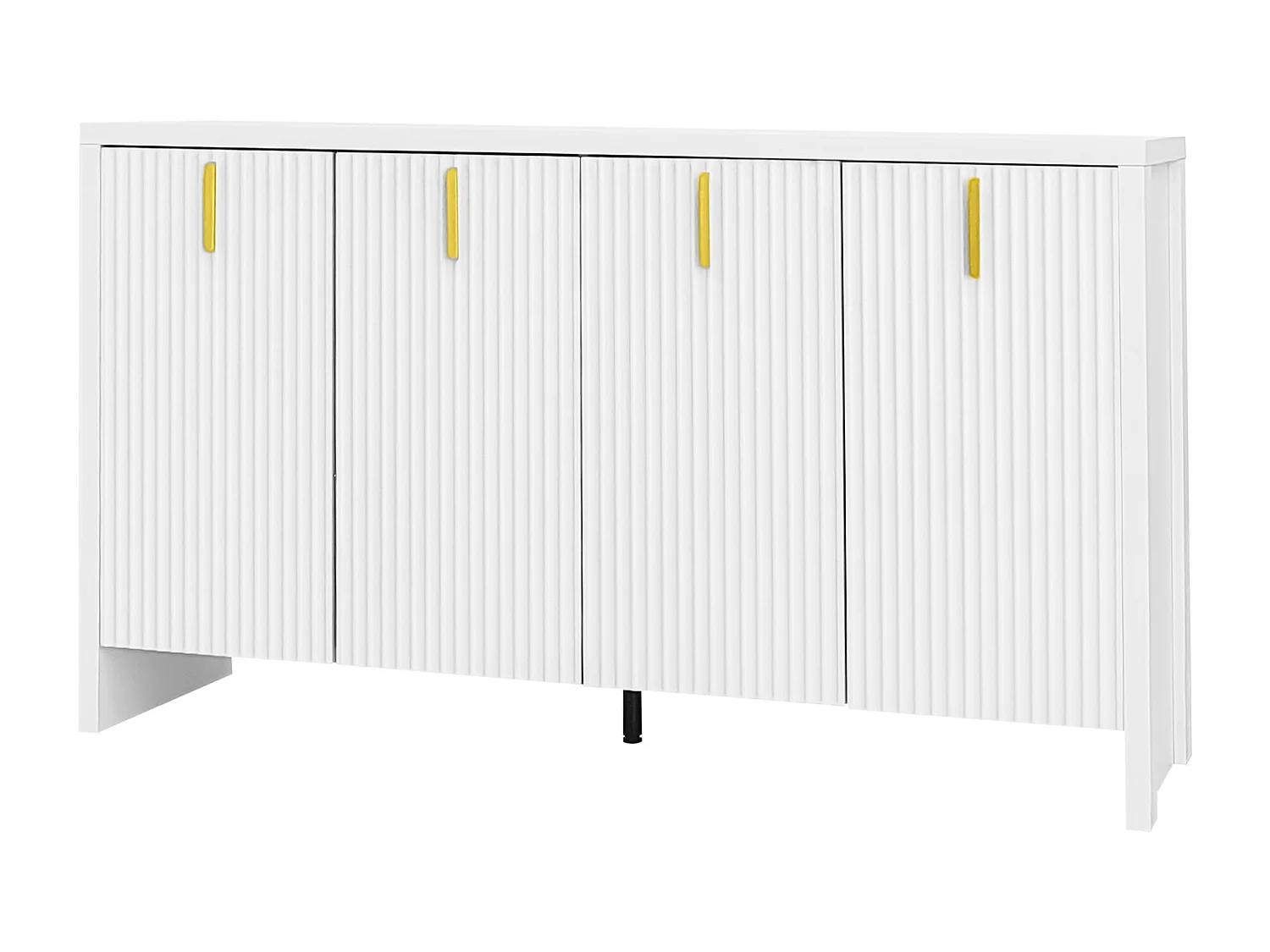Nowoczesny bufet - z regulowanymi półkami - złote uchwyty - Biały