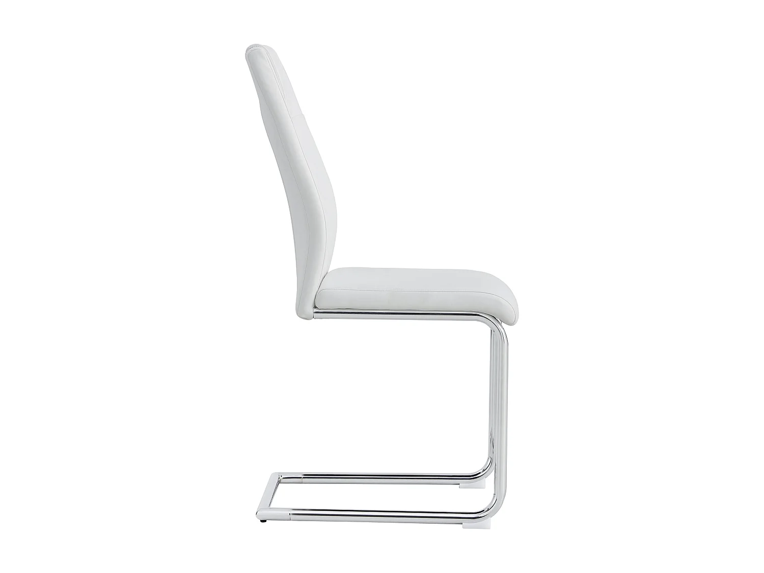 Set van 4 kunstleren sledestoelen - metalen poten - rugleuning met ruitpatroon - Wit