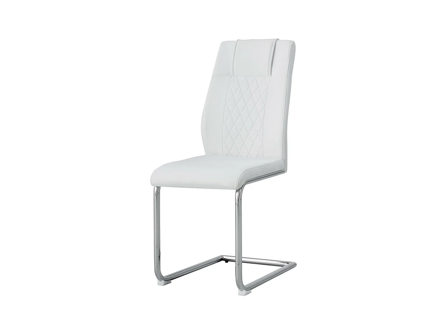 Set van 4 kunstleren sledestoelen - metalen poten - rugleuning met ruitpatroon - Wit