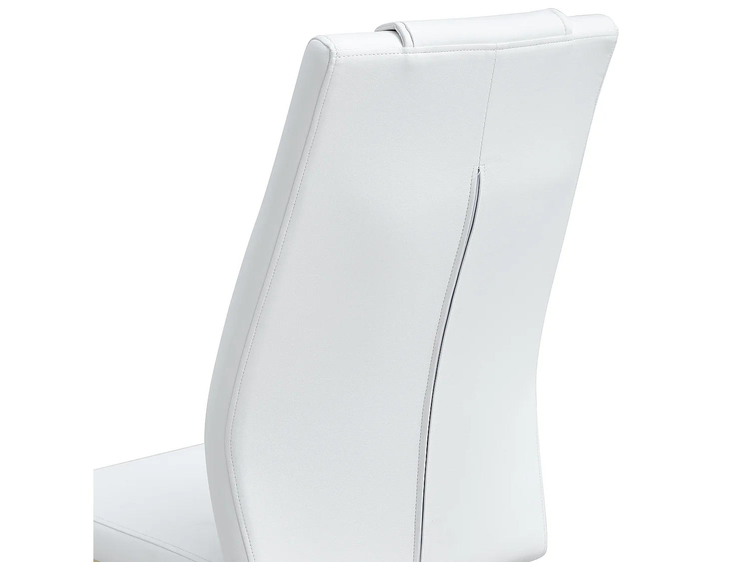 Lot de 4 Chaise cantilever en simili cuir - Pièds en métal doré - Dossier à motif losange - Blanc