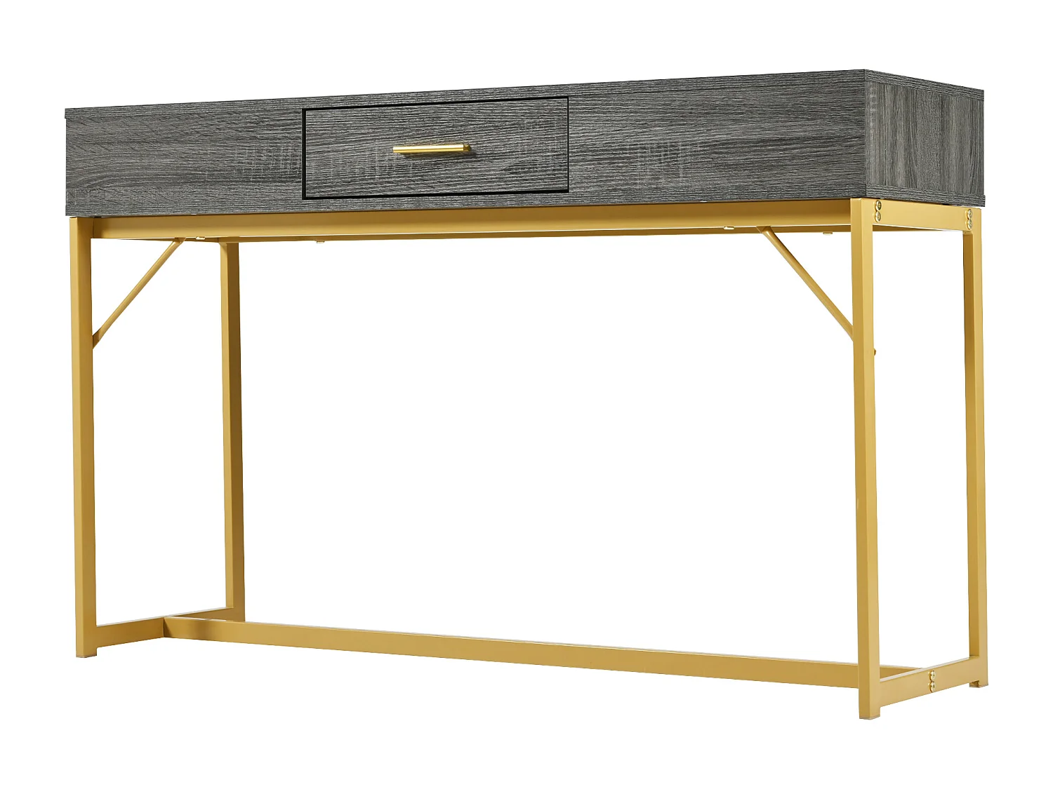 Console avec 1 tiroir - Pièds en métal doré - Gris - BLITZ