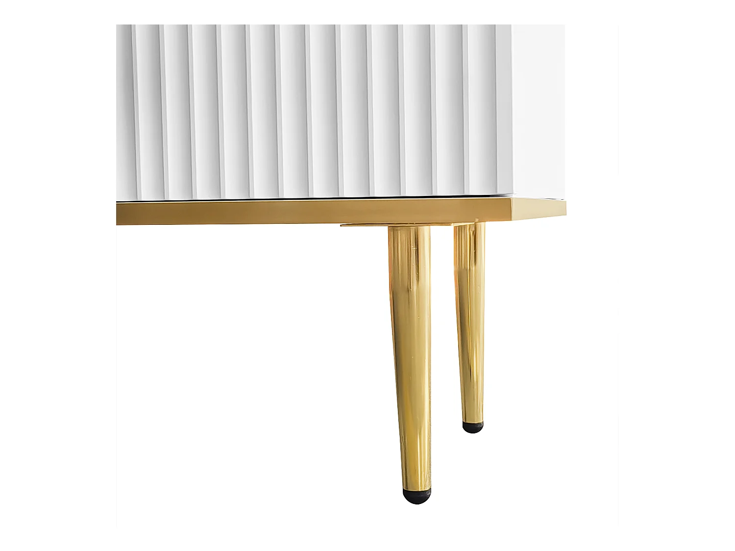 Meuble TV moderne - avec 2 portes et 2 tiroirs - pieds en métal - Blanc