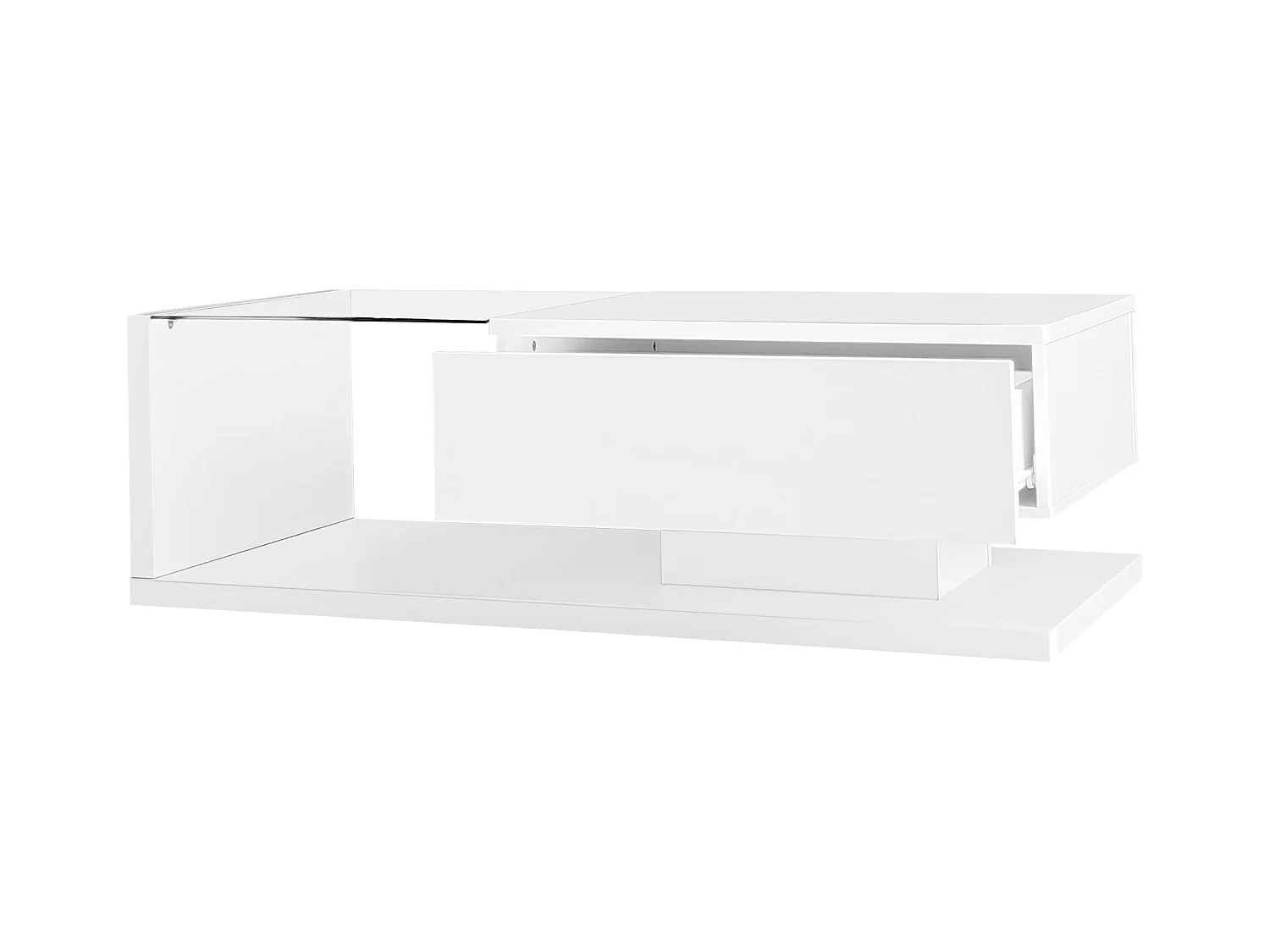 Couchtisch mit LED – Glas und Spanplatte – Weiß