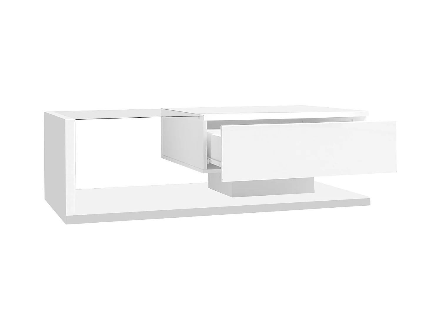Couchtisch mit LED – Glas und Spanplatte – Weiß