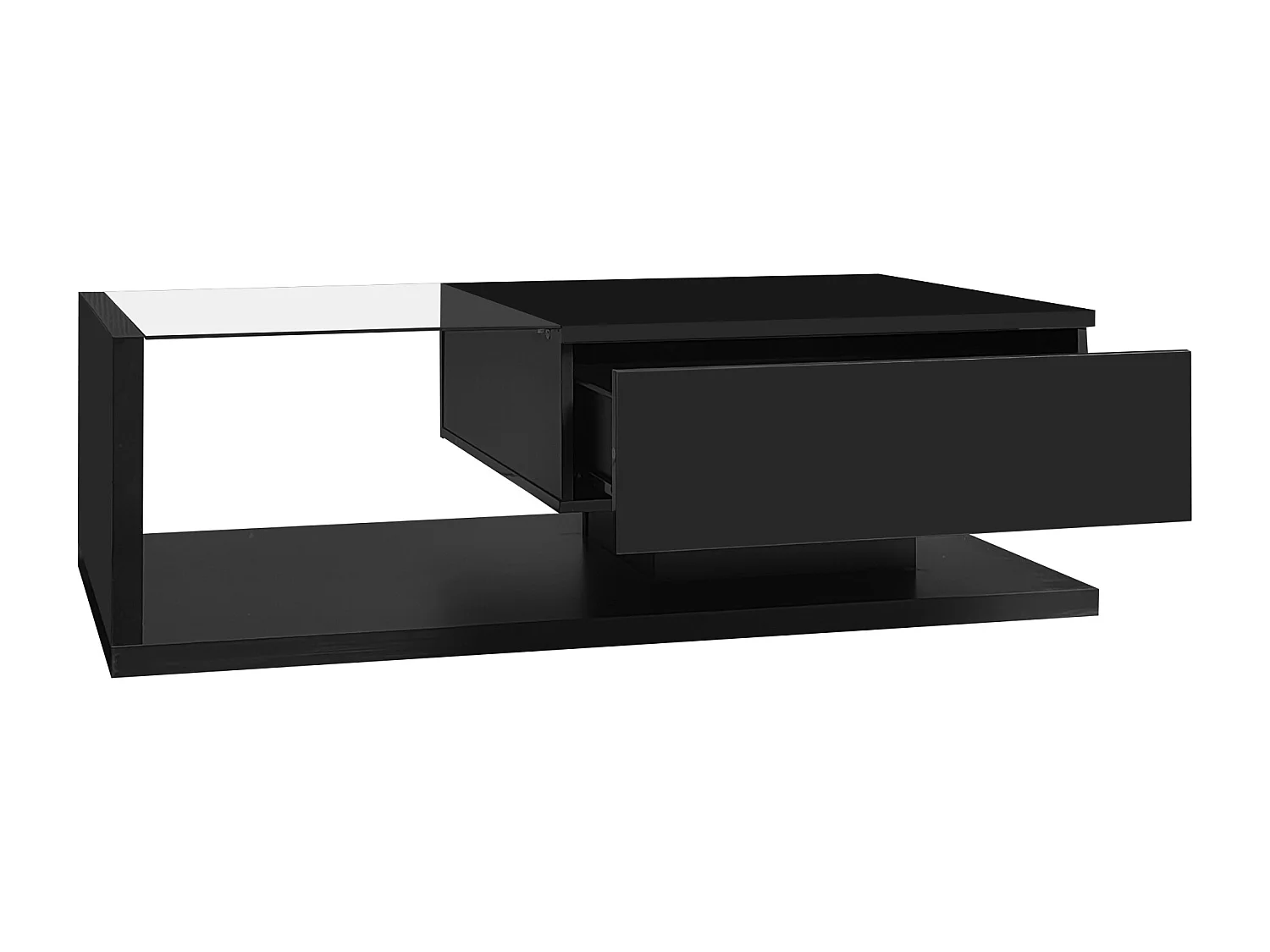 Salontafel met LED - glas en spaanplaat - Zwart