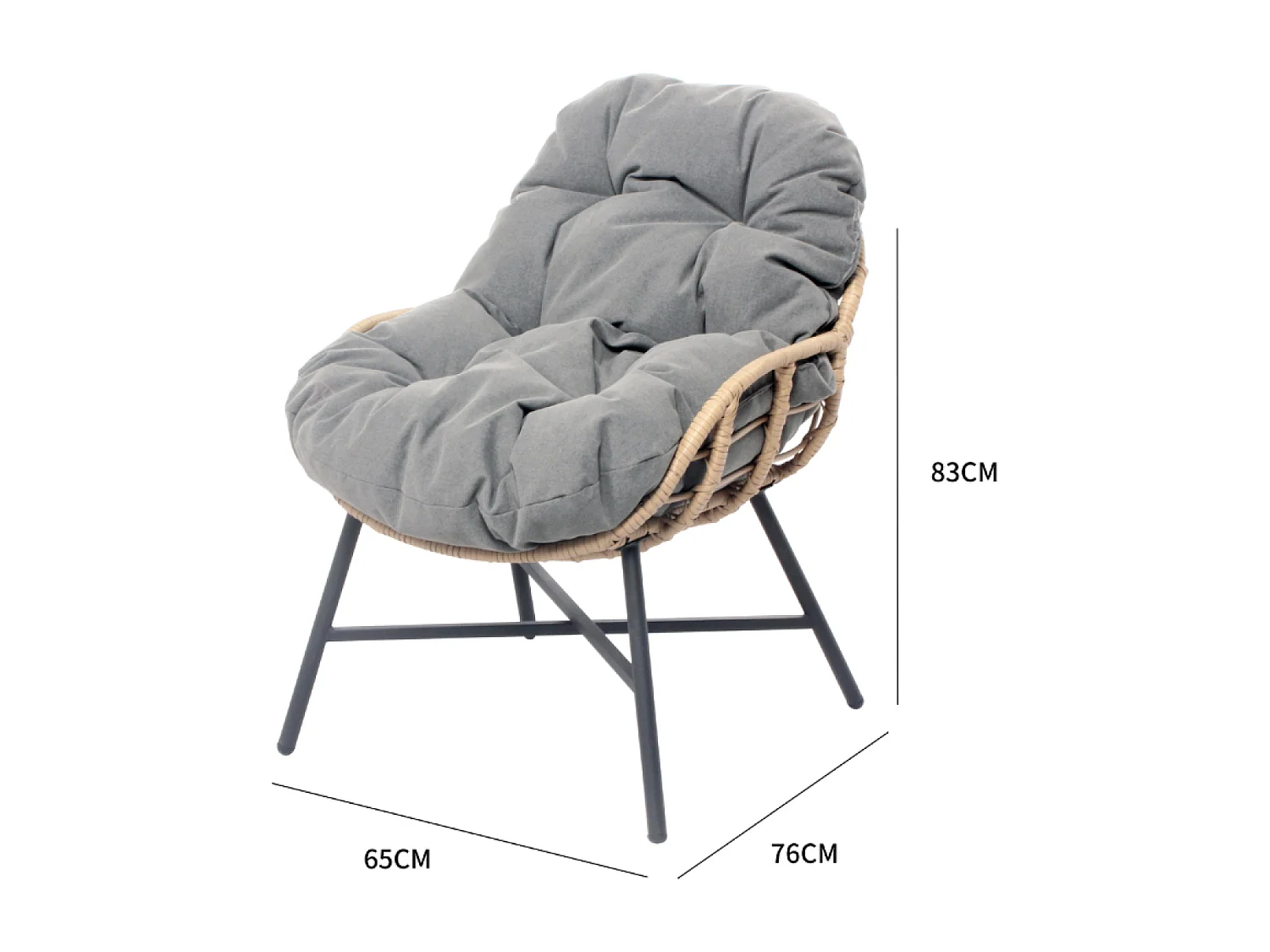 Set di mobili da giardino divano 4 posti + poltrone grigio scuro EVORA