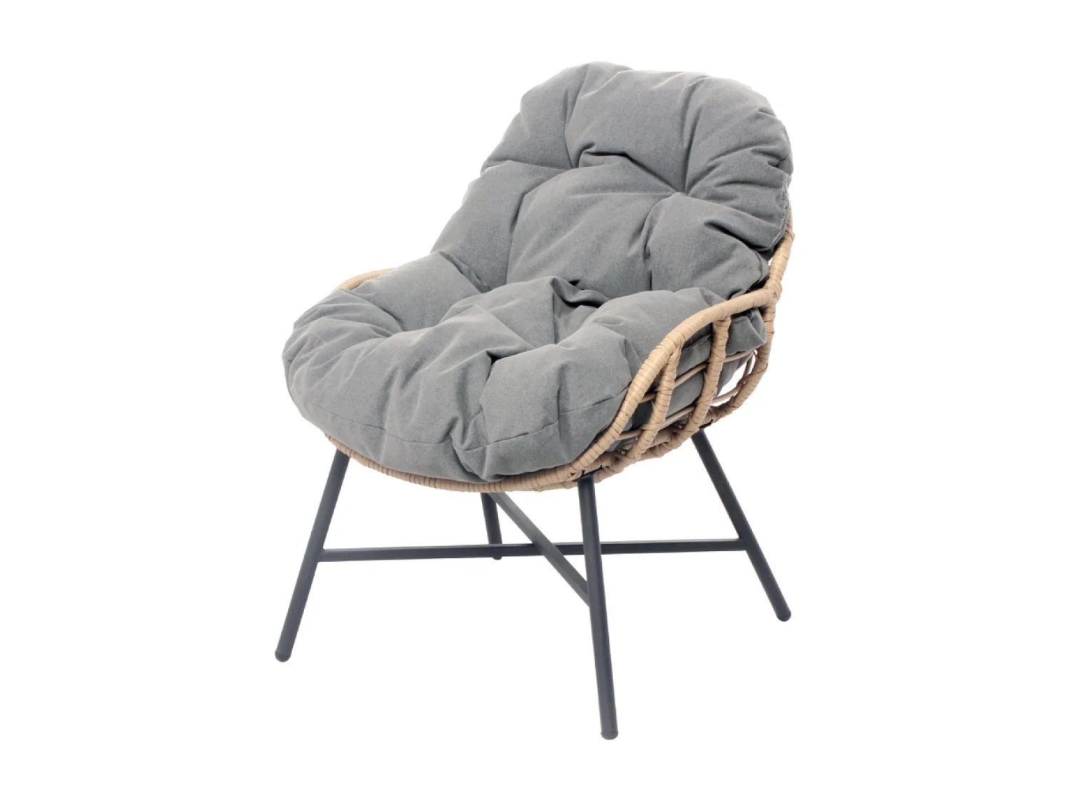 Salon de jardin 4 places canapé + fauteuils gris foncé EVORA