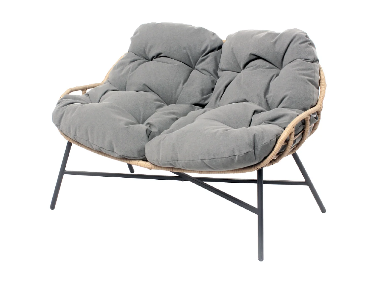 Salon de jardin 4 places canapé + fauteuils gris foncé EVORA