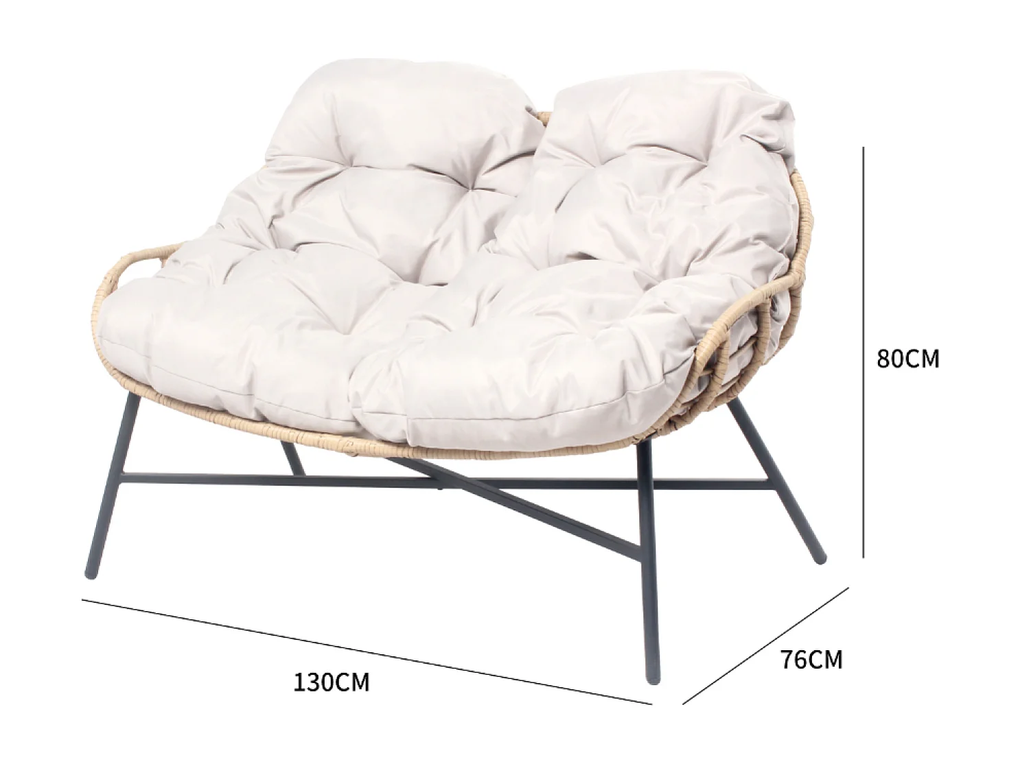 Salon de jardin 4 places canapé + fauteuils beige EVORA