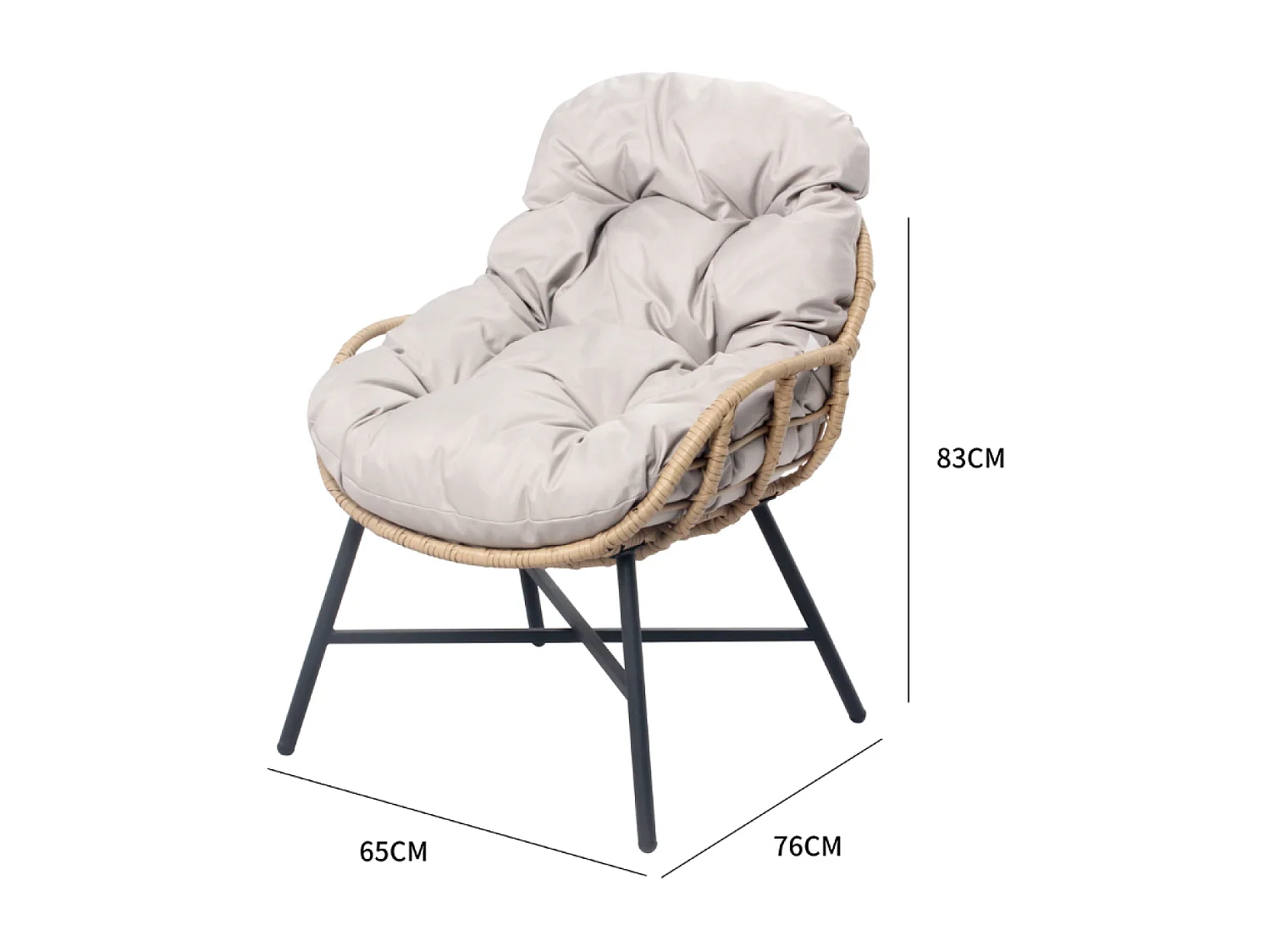 Salon de jardin 4 places canapé + fauteuils beige EVORA