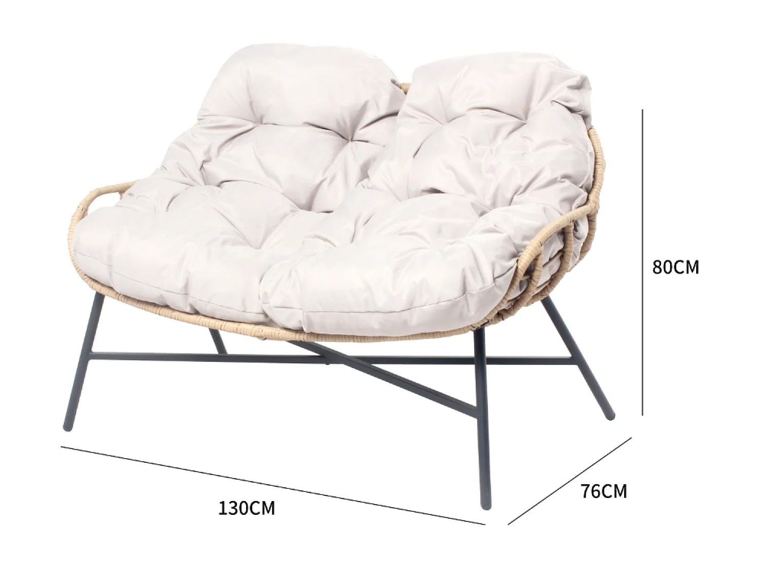 Salon de jardin 4 places canapé + fauteuils beige EVORA