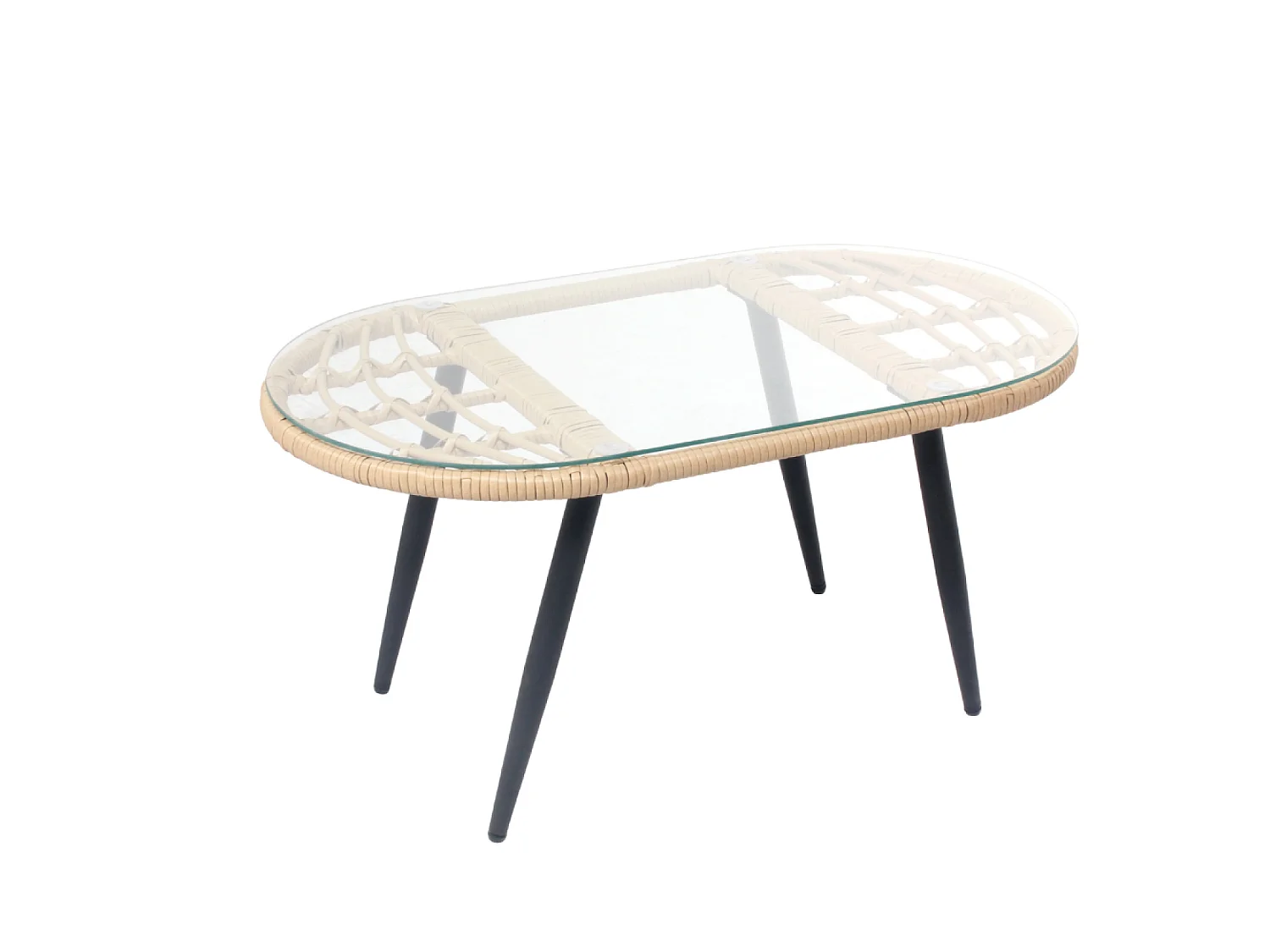 Tuinset 4 plaatsen beige EVORA met bank en fauteuils van rotan