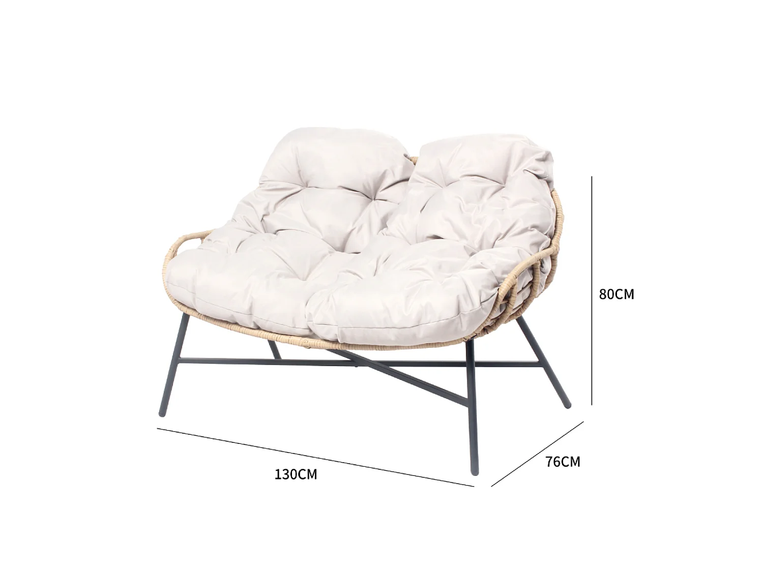 Tuinset 4 plaatsen beige EVORA met bank en fauteuils van rotan