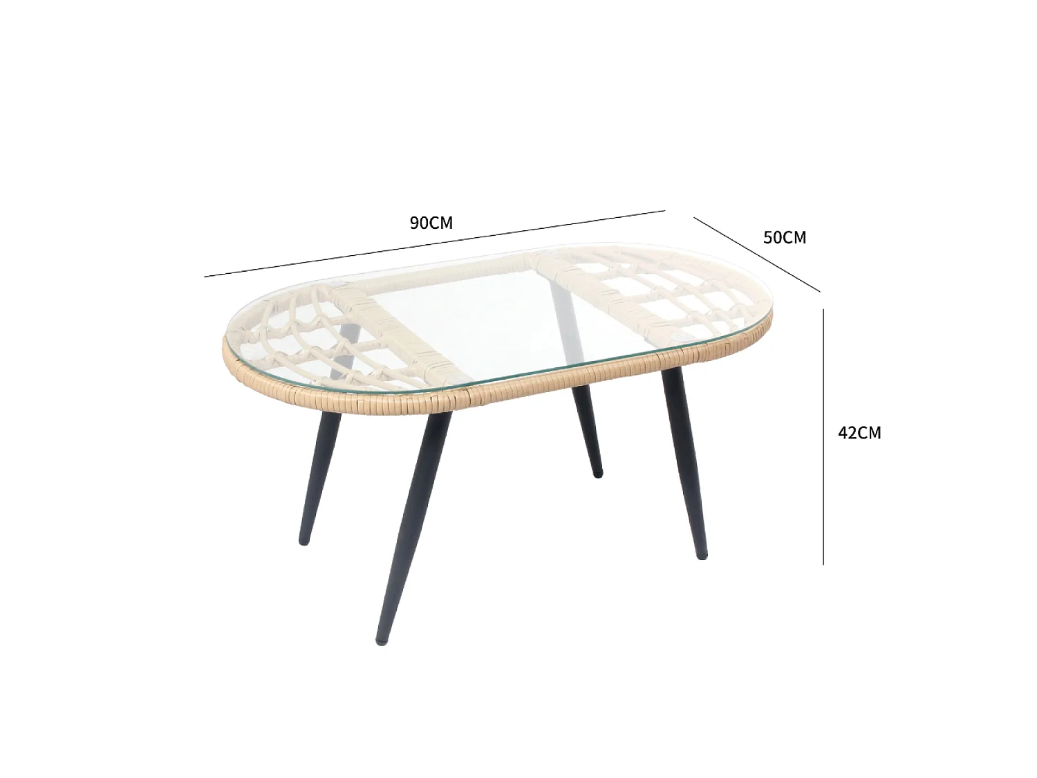 Tuinset 4 plaatsen beige EVORA met bank en fauteuils van rotan