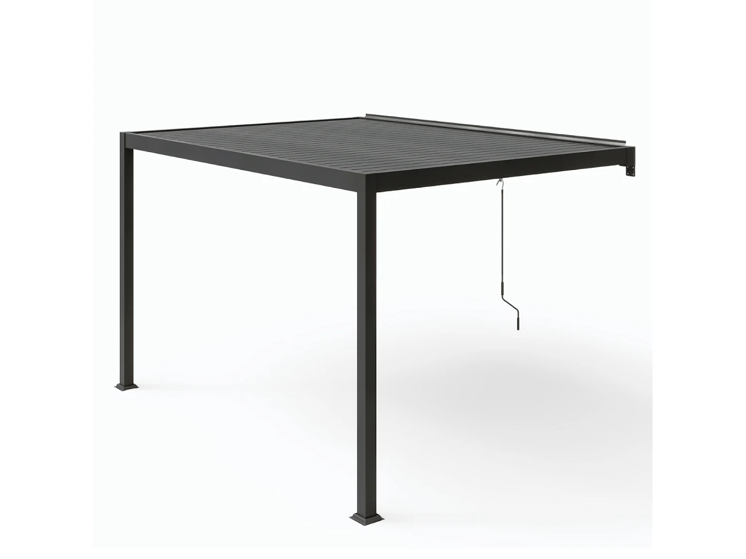 Aangebouwde Bioklimatische Pergola 3x4m AGADIR Donkergrijs Verzinkt Staal Verstelbare Lamellen