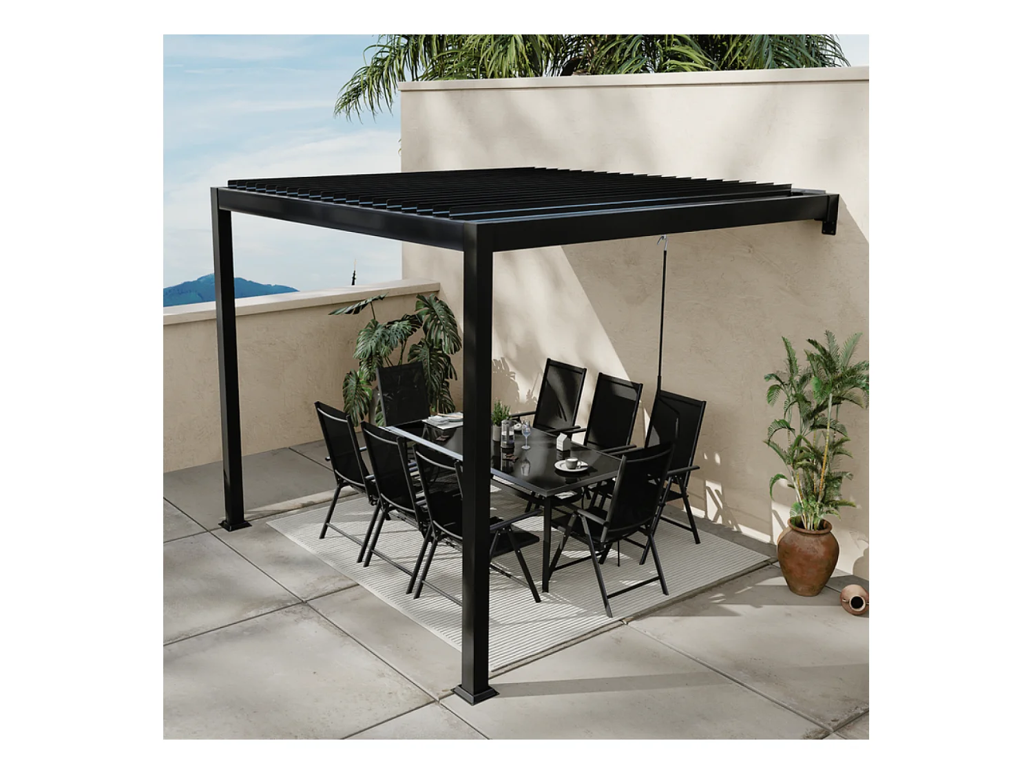 Pergola bioclimatique adossée 3x3 m AGADIR