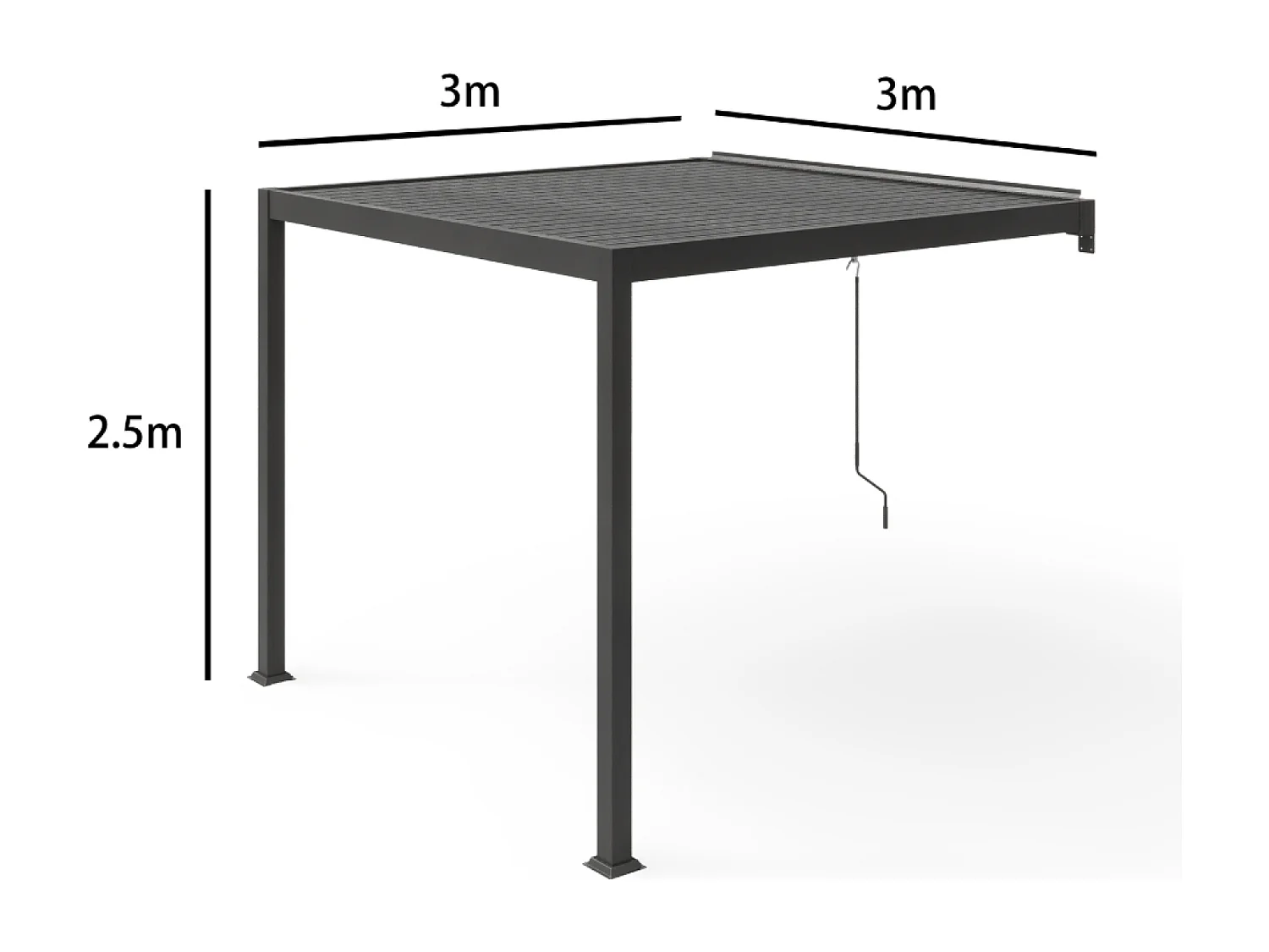 Pergola bioclimatique adossée 3x3 m AGADIR
