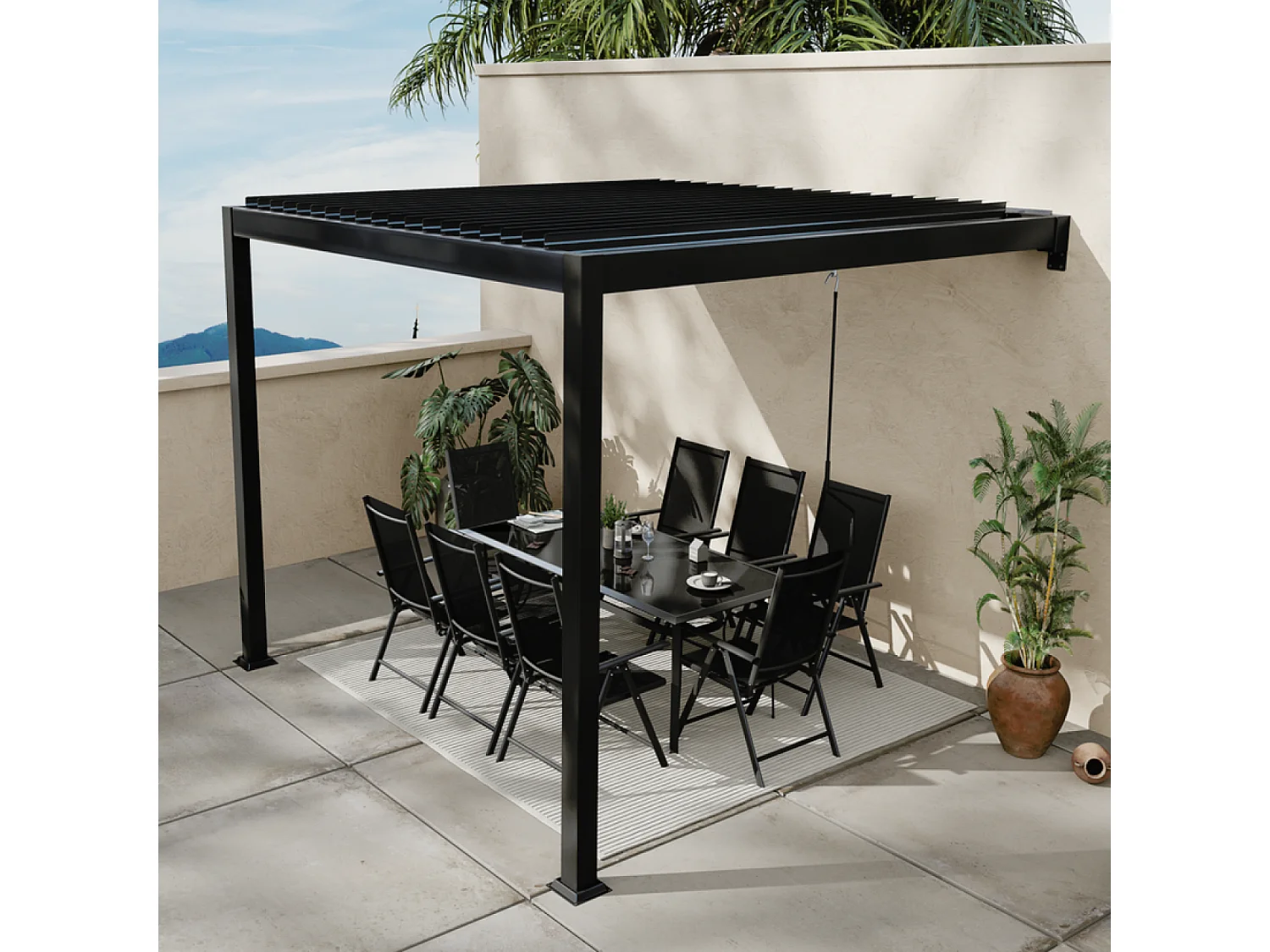 Pergola bioclimatique adossée 3x3 m AGADIR