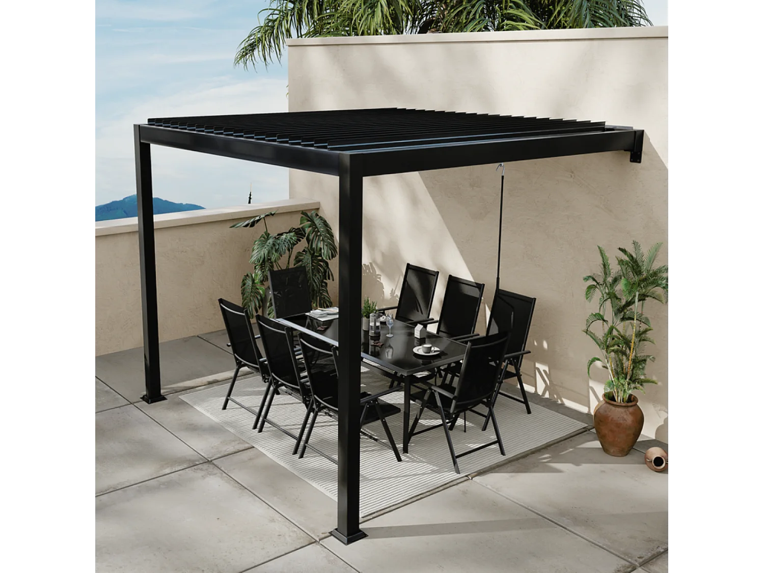 Pergola bioclimatique adossée 3x3 m AGADIR