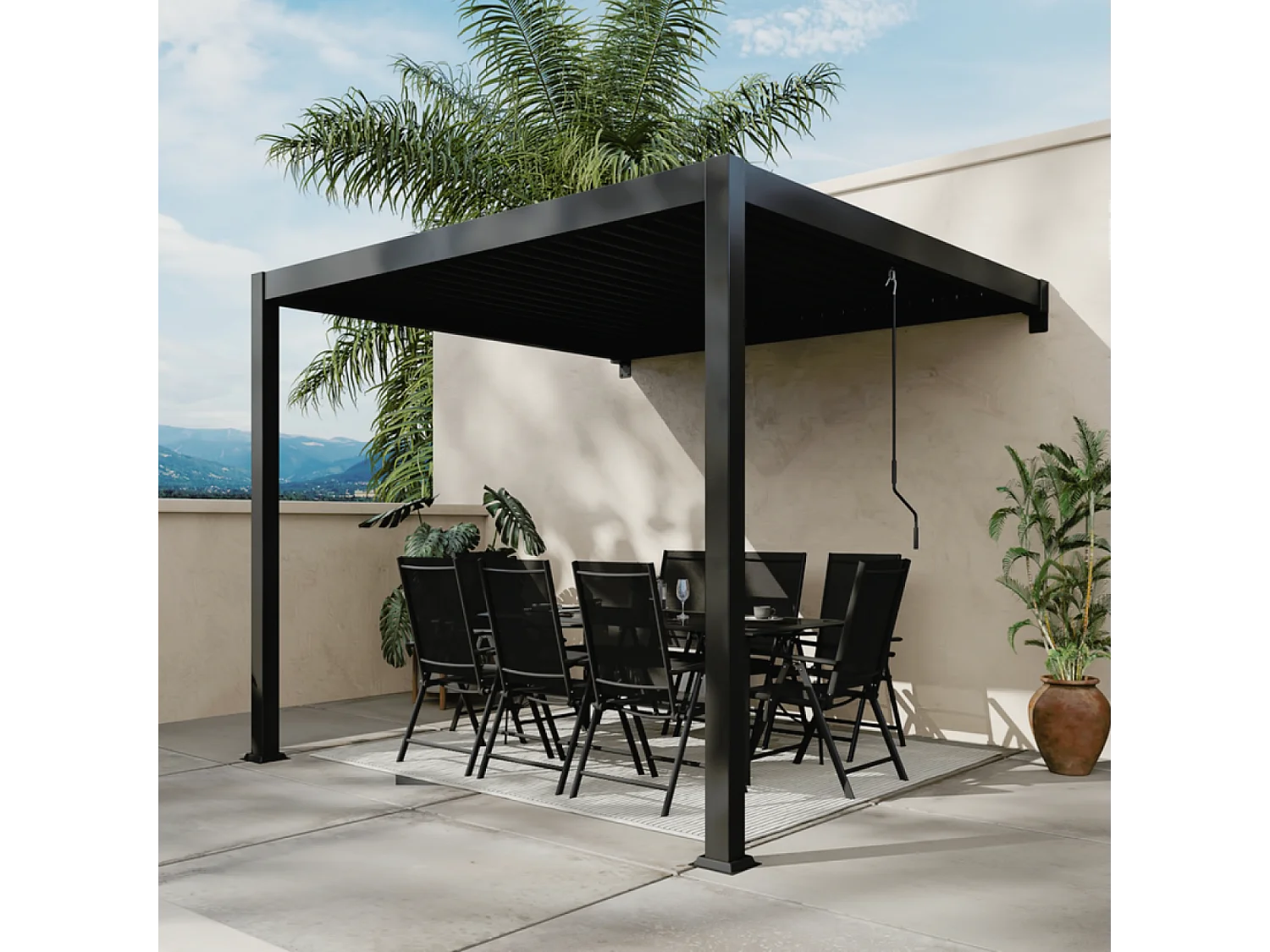 Pergola bioclimatique adossée 3x3 m AGADIR