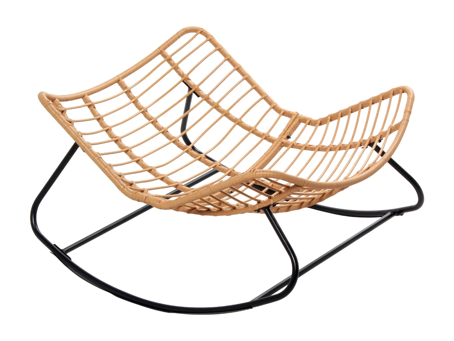 Fauteuil à bascule en résine tressée coussin beige CANGGU