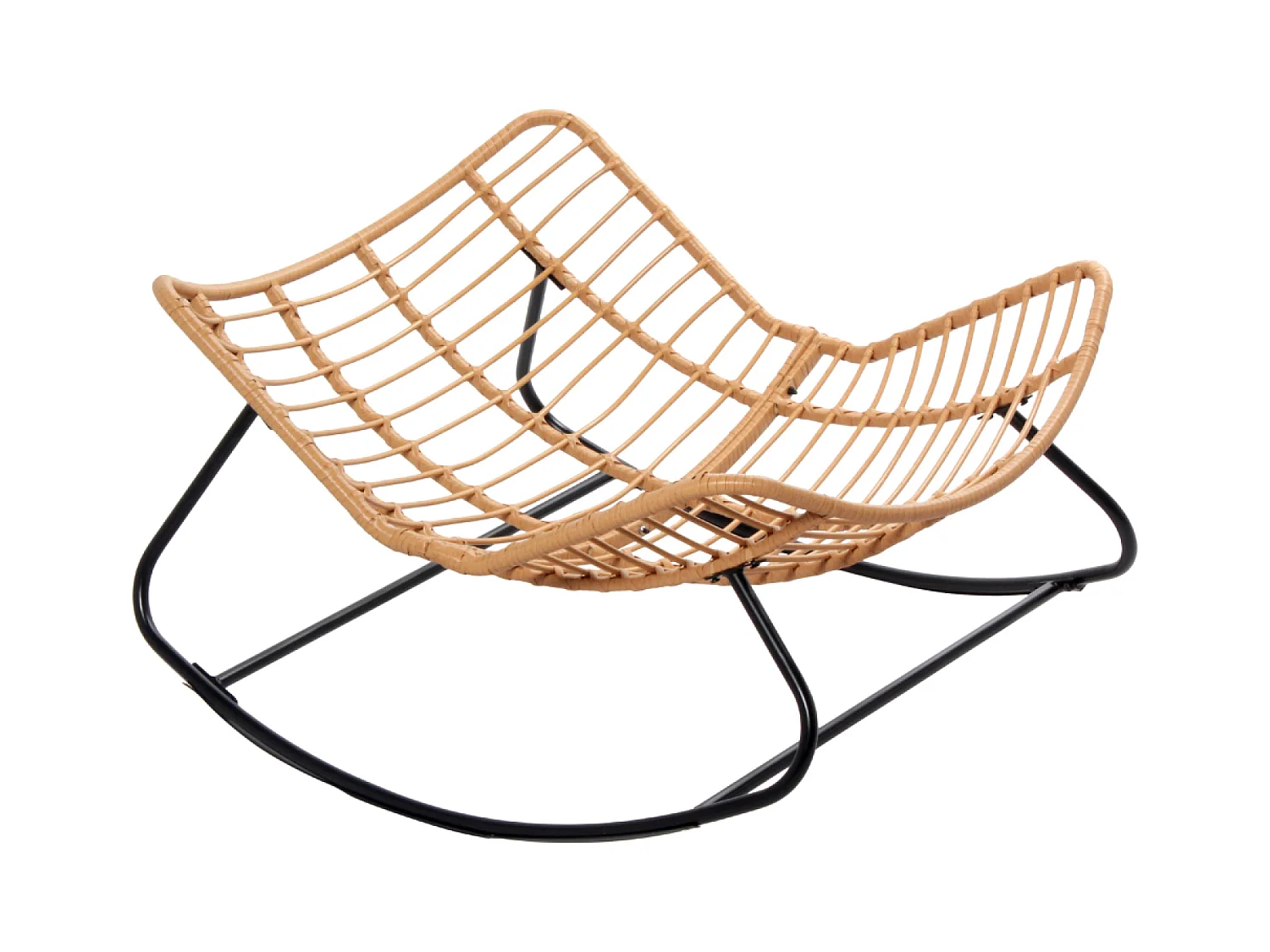 Fauteuil à bascule en résine tressée coussin beige CANGGU