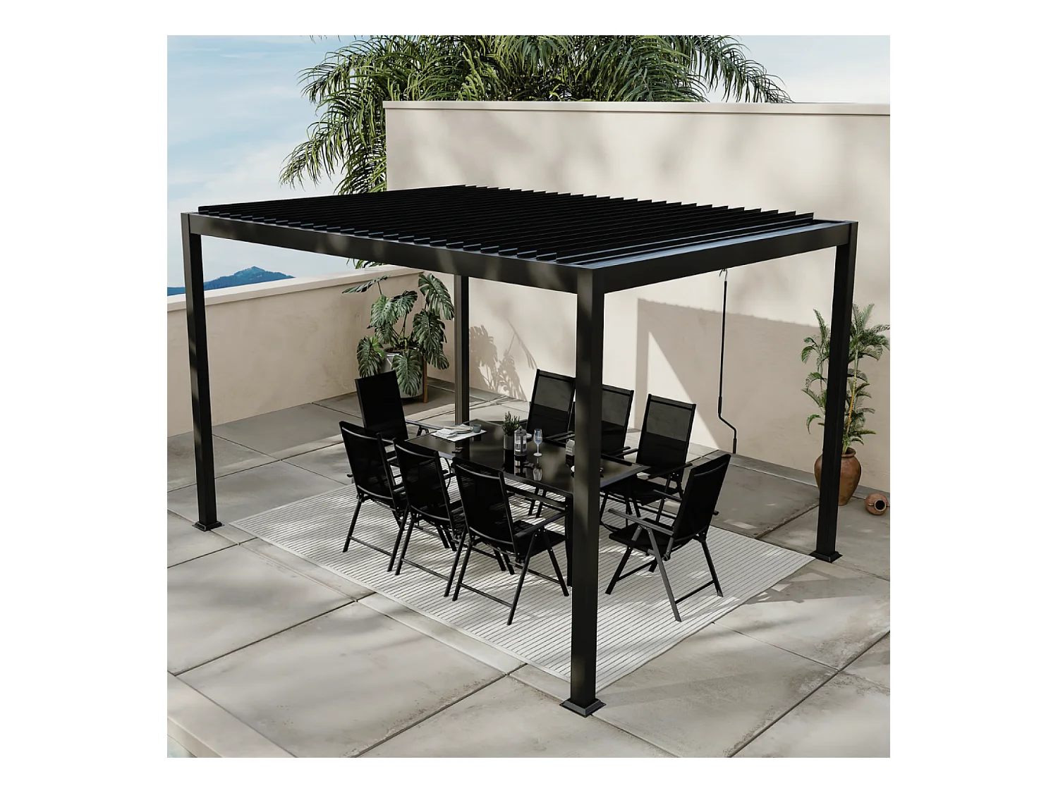 Pergola bioclimatique adossée 3x4 m BANES