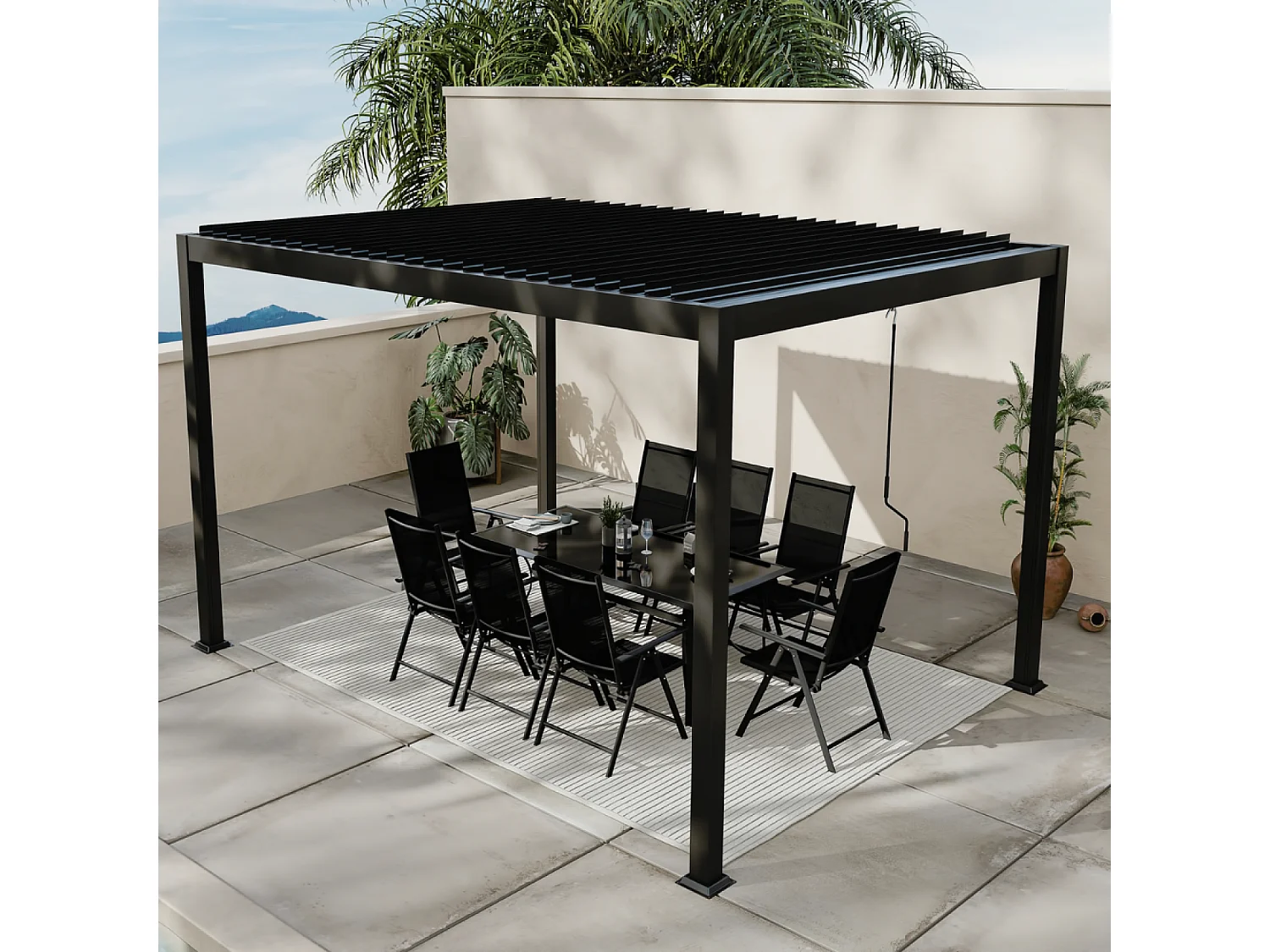Aangebouwde Bioklimatische Pergola 3x4m Donkergrijs BANES