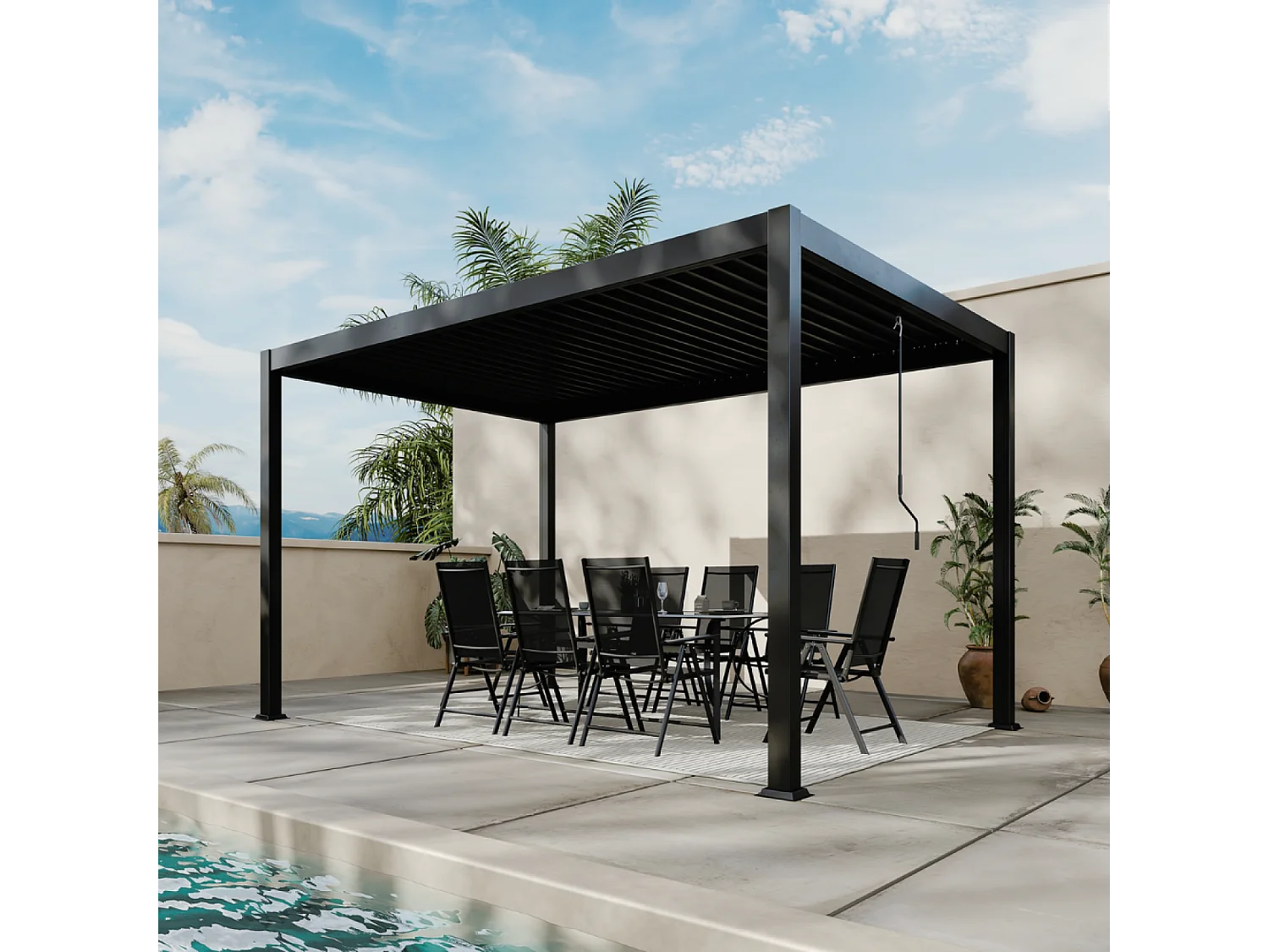 Pergola bioclimatique adossée 3x4 m BANES