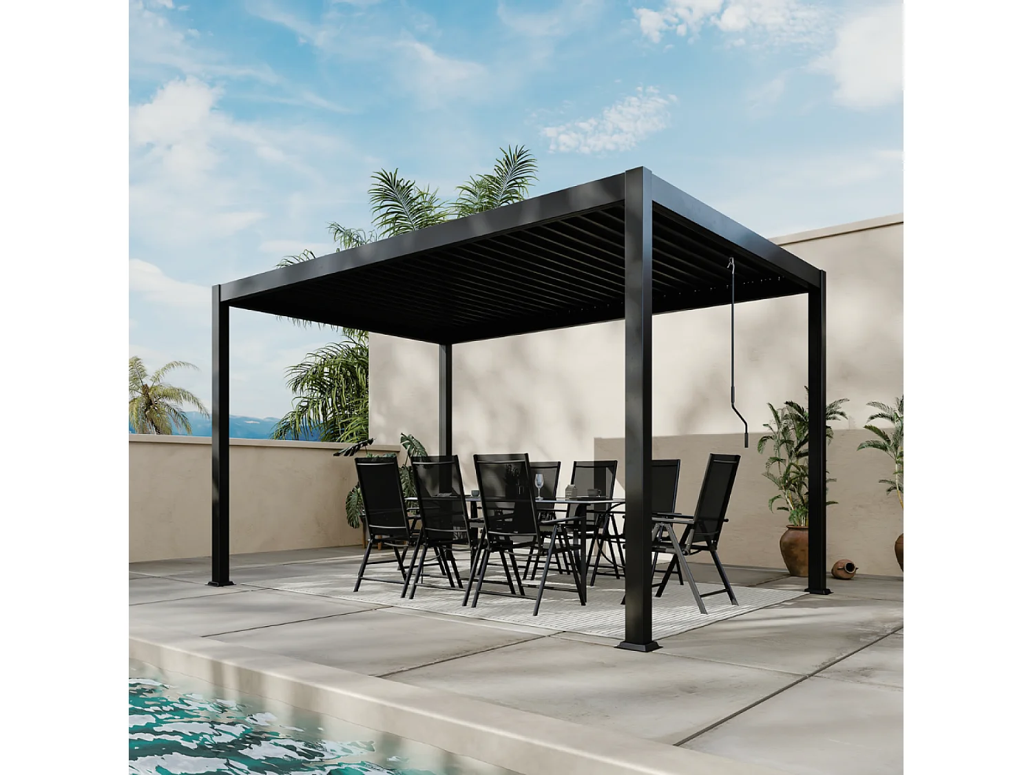 Pergola bioclimatique adossée 3x4 m BANES