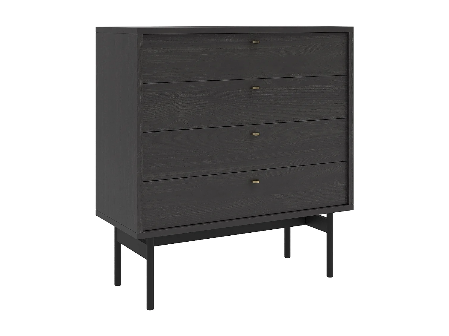 Kommode mit 4 Schubladen - Holzoptik Esche Portland Schwarz - 85,5 cm - OLAR