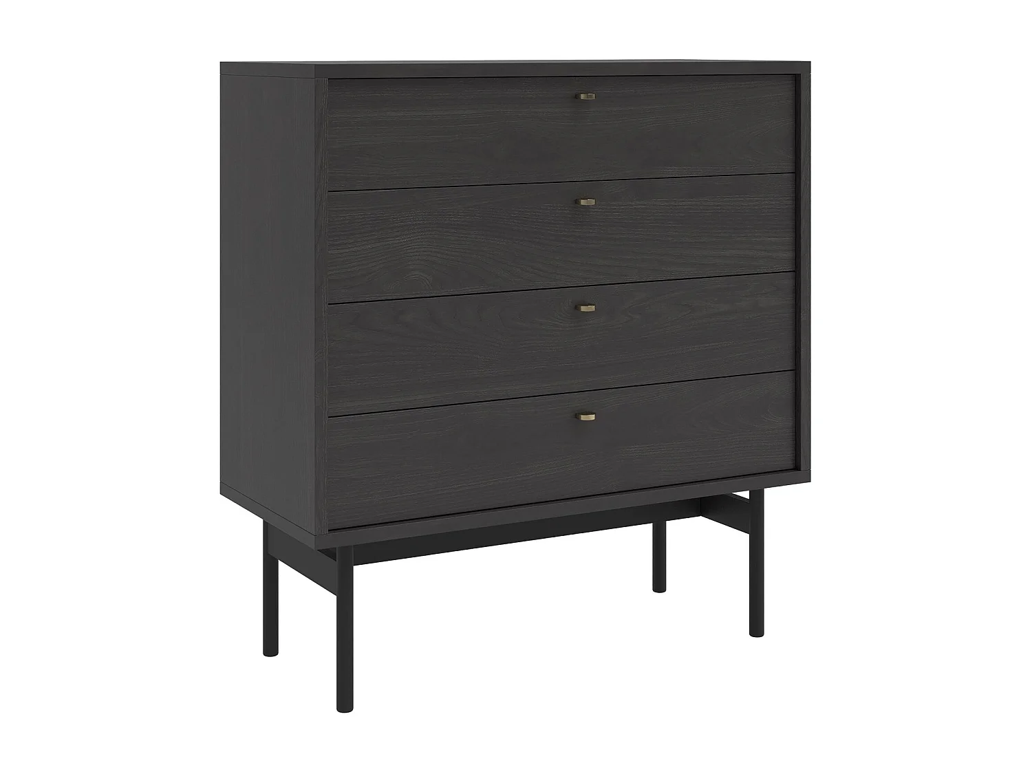 Kommode mit 4 Schubladen - Holzoptik Esche Portland Schwarz - 85,5 cm - OLAR