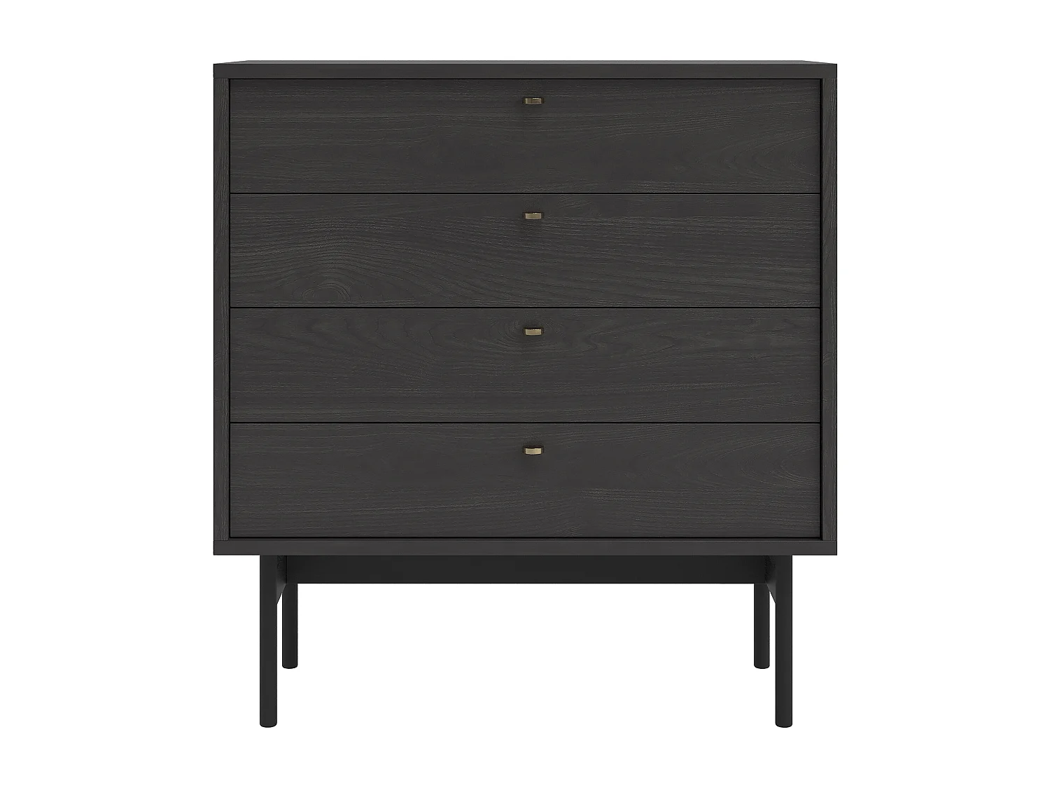 Kommode mit 4 Schubladen - Holzoptik Esche Portland Schwarz - 85,5 cm - OLAR