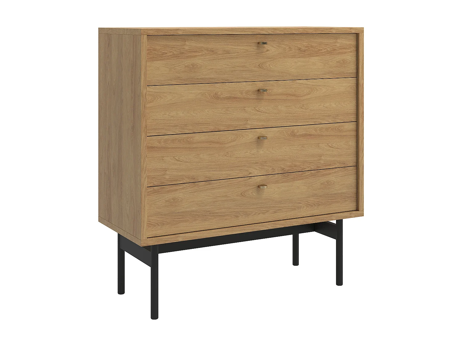 Ladekast met vier laden - 85 cm - hickoryhoutkleur - OLAR